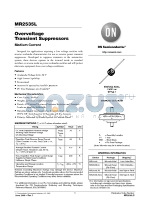 MR2535LRLG datasheet - Overvoltage Transient Suppressors