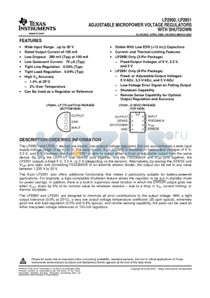 LP2951-33D datasheet - ADJUSTABLE MICROPOWER VOLTAGE REGULATORS WITH SHUTDOWN