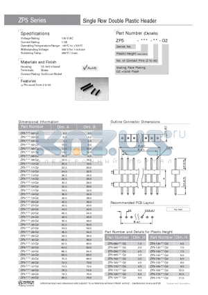 ZP5-080-20-G2 datasheet - Single Row Double Plastic Header