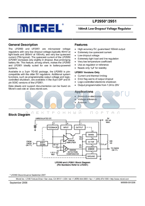 LP2951-03BN datasheet - 100mA Low-Dropout Voltage Regulator