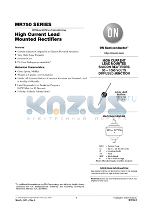 MR760 datasheet - High Current Lead Mounted Rectifiers