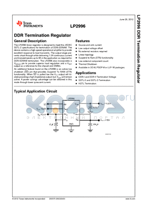 LP2996 datasheet - DDR Termination Regulator