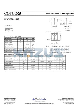 LP379PBG1-C0G datasheet - P4 InGaN Green Ultra Bright LED