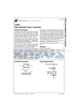 LP395Z datasheet - Ultra Reliable Power Transistor