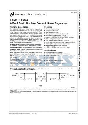 LP3964EMPX-1.8 datasheet - 800mA Fast Ultra Low Dropout Linear Regulators