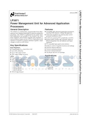 LP3971SQ-A514 datasheet - POWER MANAGEMENT UNIT FOR ADVANCED APPLICATION PROCESSORS