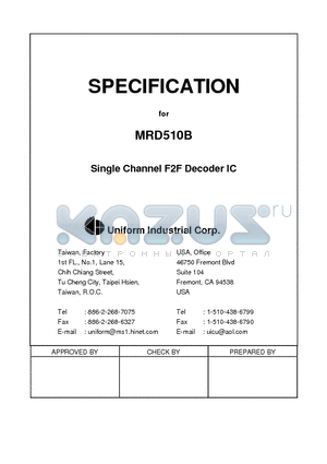 MRD510B datasheet - Single Channel F2F Decoder IC