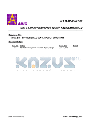 LP61L1008S-15 datasheet - 128K X 8 BIT 3.3V HIGH SPEED CENTER POWER CMOS SRAM