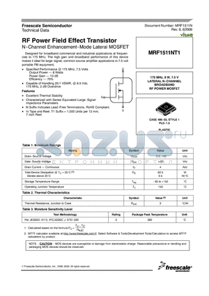 MRF1511N datasheet - RF Power Field Effect Transistor