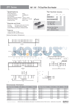 ZP7-12-S-G datasheet - 180` / 90` - TH Dual Row Box Header