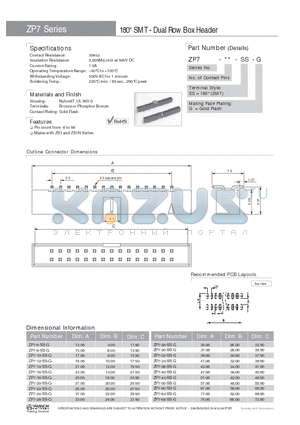 ZP7-22-SS-G datasheet - 180` SMT - Dual Row Box Header