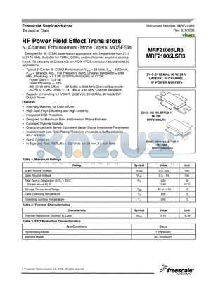 MRF21085 datasheet - RF Power Field Effect Transistors