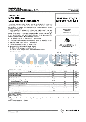 MRF2947 datasheet - LOW NOISE TRANSISTORS