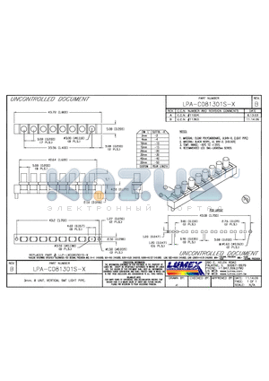 LPA-C081301S-X datasheet - 3mm, 8 UNIT, VERTICAL SMT LIGHT PIPE