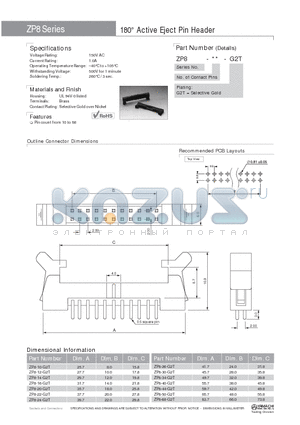 ZP8-10-G2T datasheet - 180` Active Eject Pin Header