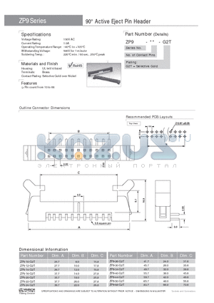 ZP9-50-G2T datasheet - 90` Active Eject Pin Header