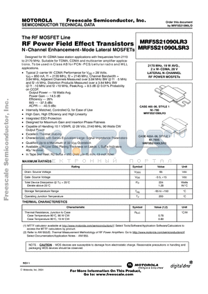 MRF5S21090LR3 datasheet - RF Power Field Effect Transistors