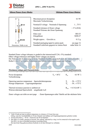 ZPD18 datasheet - Silicon-Planar-Zener-Diodes