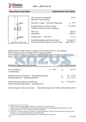 ZPD68 datasheet - Silicon-Planar-Zener-Diodes