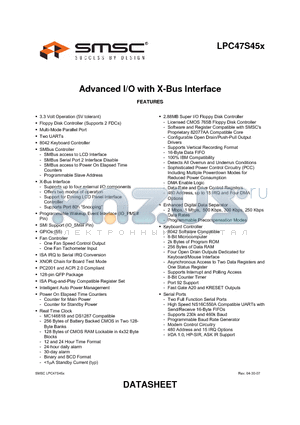 LPC47S45X datasheet - Advanced I/O with X-Bus Interface