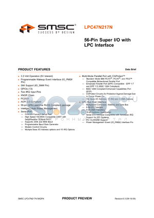 LPC47N217N-ABZJ datasheet - 56-Pin Super I/O with LPC Interface