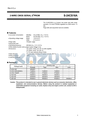 S-24CS16A01-J8T1G datasheet - 2-WIRE CMOS SERIAL E2PROM