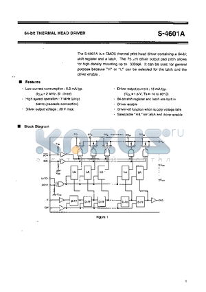 S-4601A datasheet - 64-bit THERMAL HEAD DRIVER