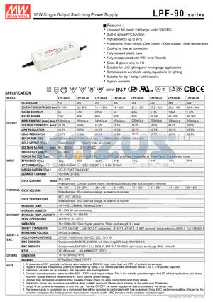 LPF-90-24 datasheet - 90W Single Output Switching Power Supply