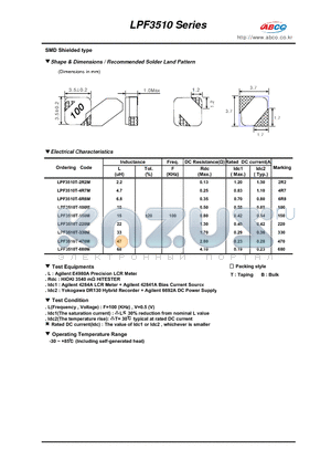 LPF3510 datasheet - Shape & Dimensions / Recommended Solder Land Pattern
