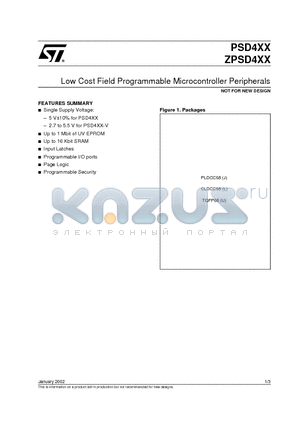 ZPSD401A2V-C-25J datasheet - Low Cost Field Programmable Microcontroller Peripherals