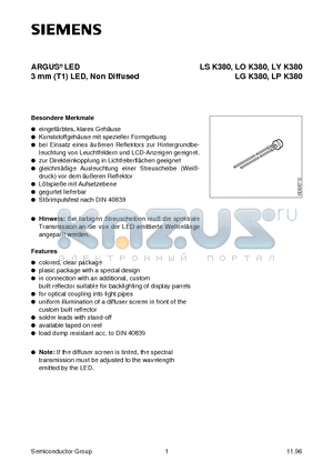 LPK380-KN datasheet - ARGUS LED 3 mm T1 LED, Non Diffused