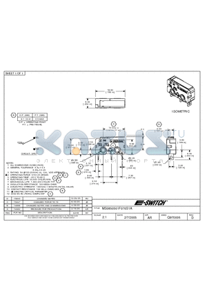 MS0850501F070S1A datasheet - E-SWITCH MS0850501F070S1A