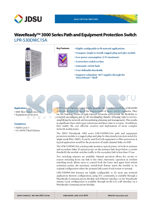 LPR-530DWC1SA datasheet - WaveReady 3000 Series Path and Equipment Protection Switch