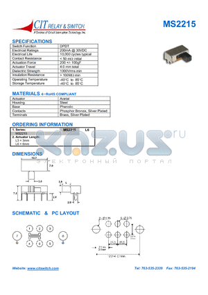 MS2215 datasheet - CIT SWITCH