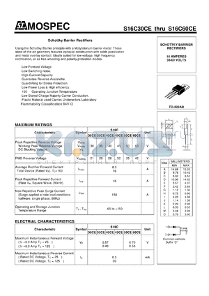 S16C40CE datasheet - Schottky Barrier Rectifiers