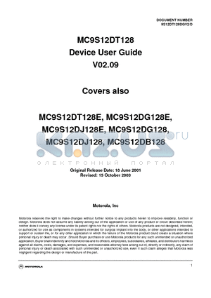 S12BKPV1 datasheet - MC9S12DT128 Device User Guide V02.09
