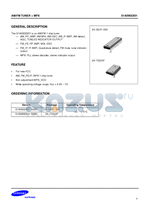 S1A0902X01 datasheet - AM/FM TUNER  MPX