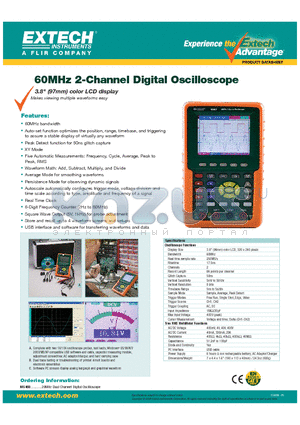 MS460 datasheet - 60MHz 2-Channel Digital Oscilloscope