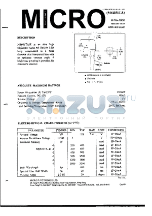 MSB51TA-3 datasheet - ULTRA HIGH BRIGHTNESS RED LED LAMP