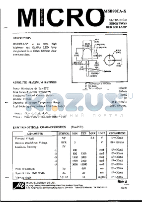 MSB90TA-X datasheet - ULTRA HIGH BRIGHTNESS RED LED LAMP