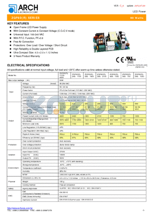 ZQF60-R-28S1400 datasheet - LED Power