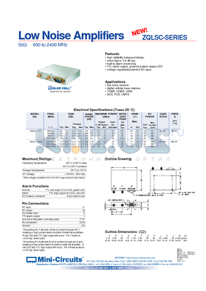 ZQLSC-2400 datasheet - Low Noise Amplifiers 50 600 to 2400 MHz