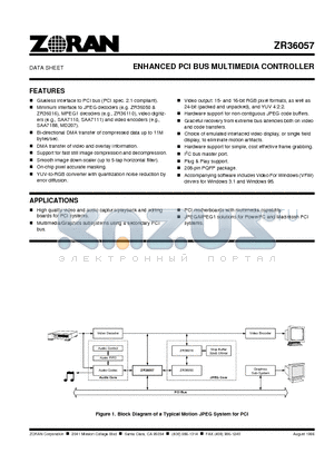 ZR36057 datasheet - ENHANCED PCI BUS MULTIMEDIA CONTROLLER