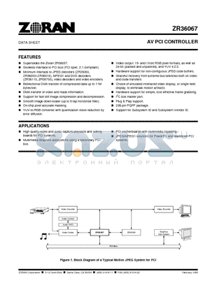 ZR36067 datasheet - AV PCI CONTROLLER
