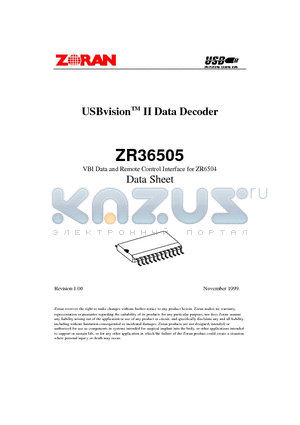 ZR36505 datasheet - USBvisionTM Data Decoder