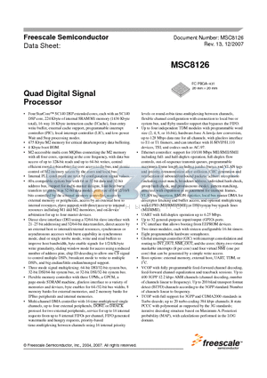 MSC8126TMP6400 datasheet - Quad Digital Signal Processor