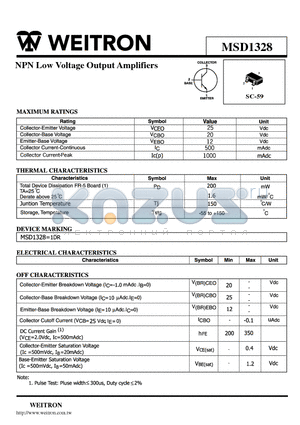 MSD1328 datasheet - NPN Low Voltage Output Amplifiers