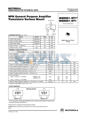 MSD601-RT1 datasheet - NPN General Purpose Amplifier Transistors Surface Mount