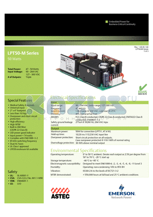 LPT50-M datasheet - Medical Safety Approvals