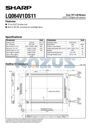 LQ064V1DS11 datasheet - Color TFT-LCD Module(LCD TV/Digital still camera)